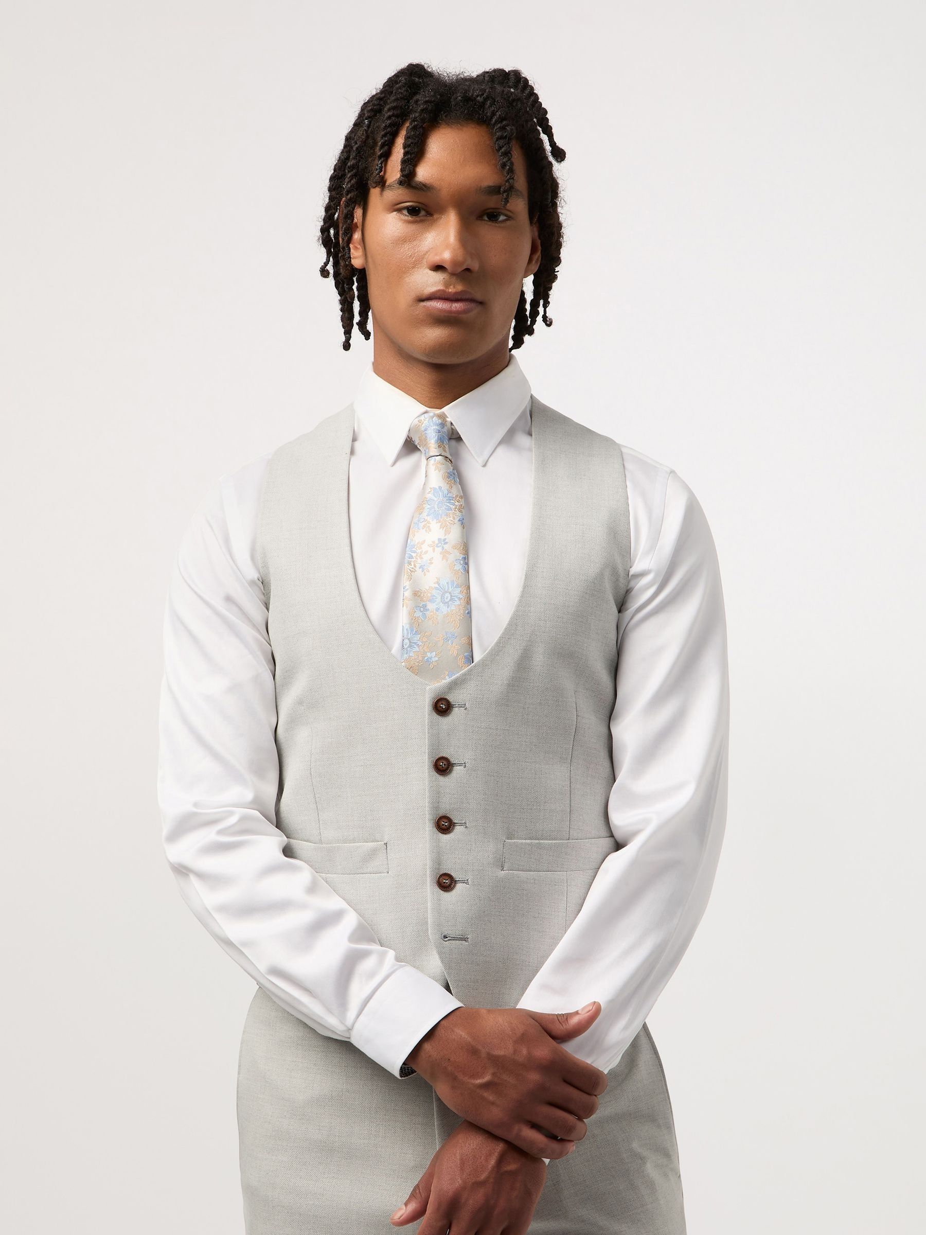 Antique Rogue Blake Pale Grey Waistcoat