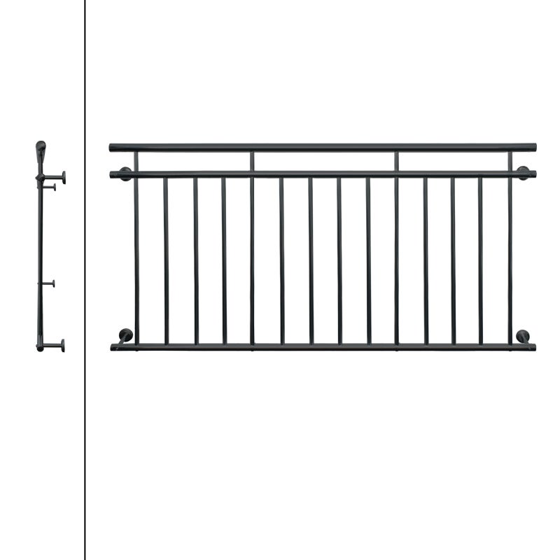 ECD Duitsland Franse balkonleuning 184 x 90 cm | met 14 vulspijlen | Antraciet | mat en structuur | Antraciet | van gepoedercoat staal | Balkonleuning, balkonleuning, spijlenleuning, balkonrooster