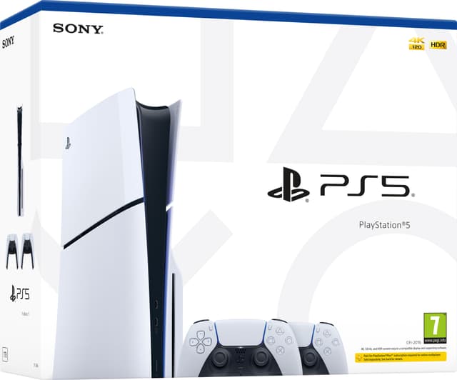 PlayStation 5 Slim Standard Edition konsol (pakke med 2 controllere)