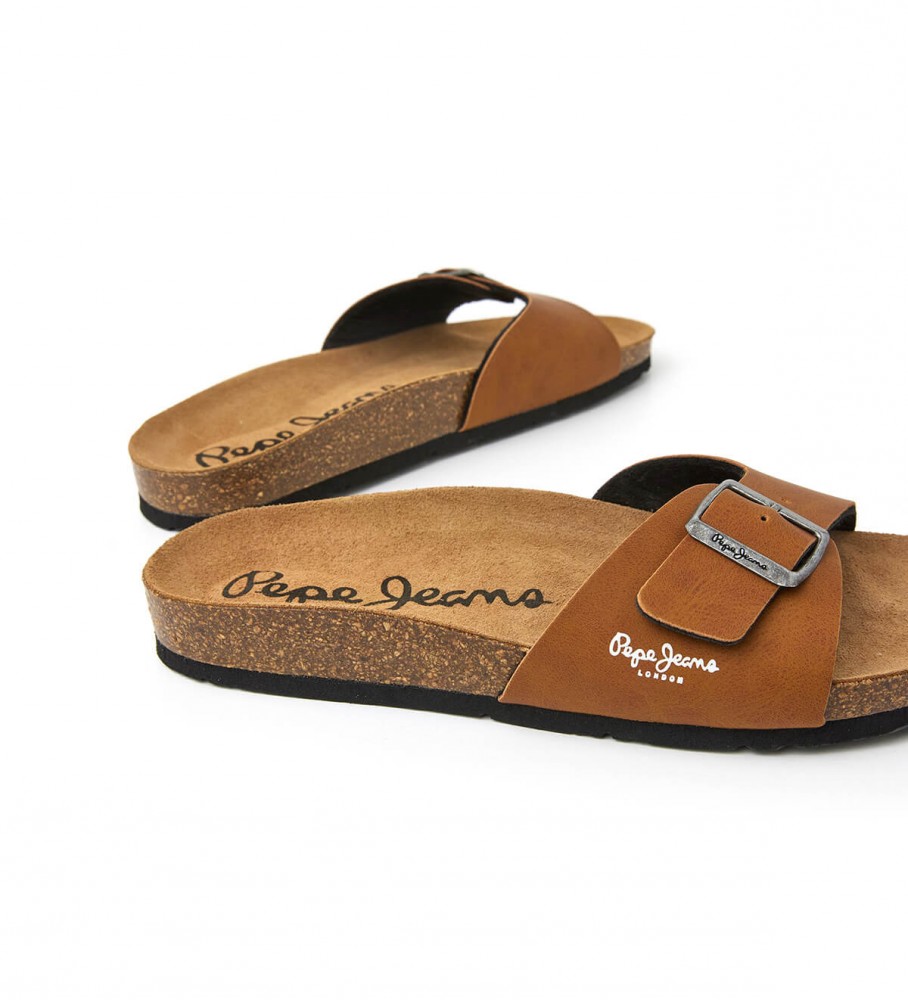 Sandálias Pepe Jeans Bio Single Kansas, marrom claro