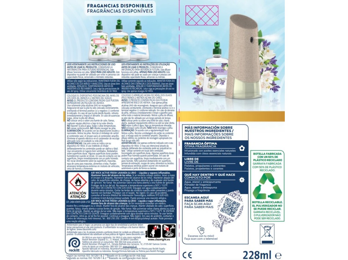 AMBIENTADOR AIR WICK ACTIVE FRESH LAVANDA 224ML