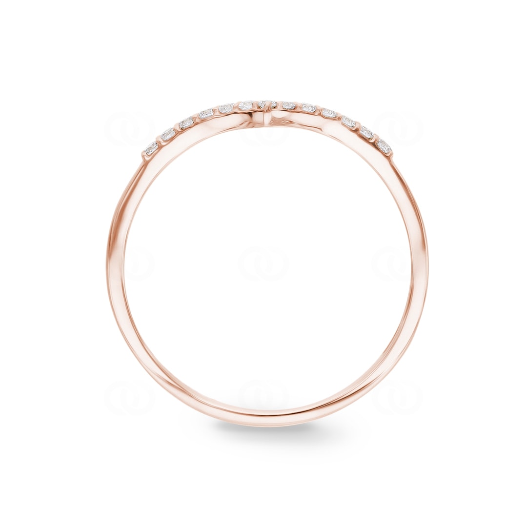 Damenring 750/18 K Roségold V-Form mit Diamanten 0.10 ct H/si