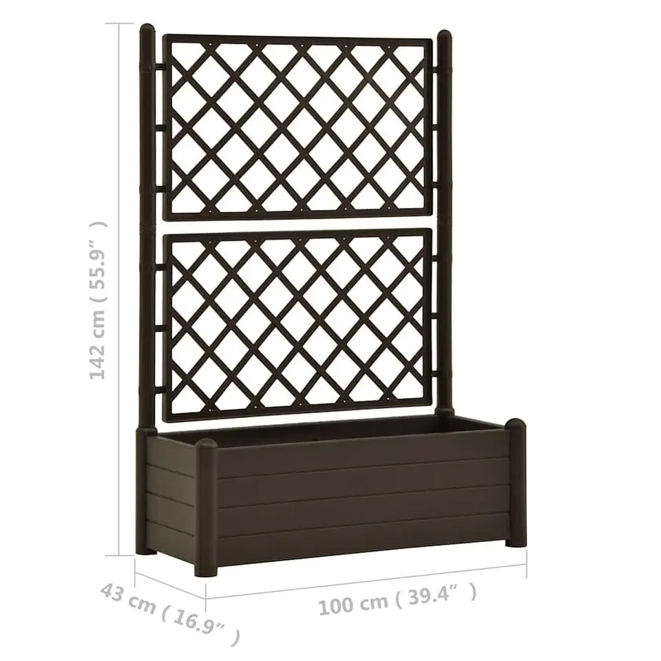 vidaXL - Plantenbak - Antraciet - Kunststof - 100 x 43 x 142 cm