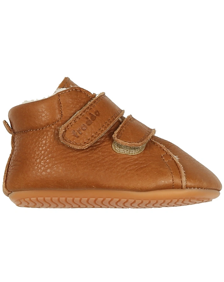 Leder-Krabbelschuhe PIRKO gefüttert in cognac