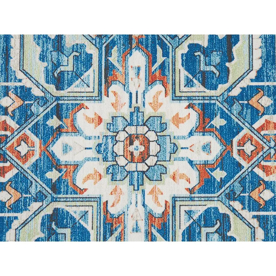 RITAPURAM - Laagpolig vloerkleed - Blauw - 80 x 300 cm - Polyester