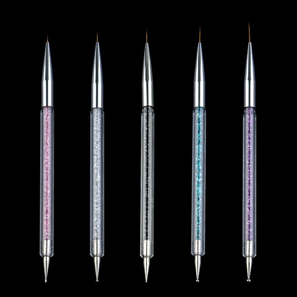 (5-tlg. Set) 2in1 Nail Art Nageldesign Dekorier Stift für UV Farbgel mit Liner Pinsel