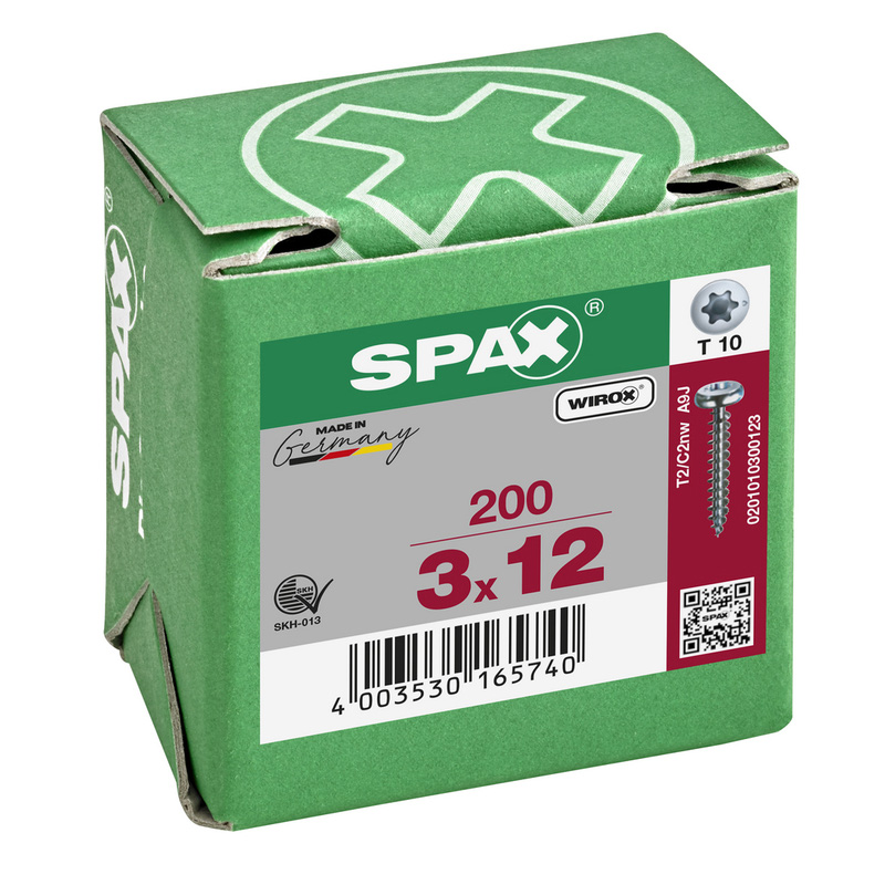 Spax universele schroeven bolkop voldraad 3x12mm TX10