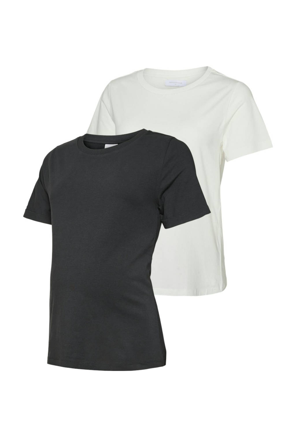 MAMALICIOUS zwangerschaps T-shirt - set van 2 zwart/wit