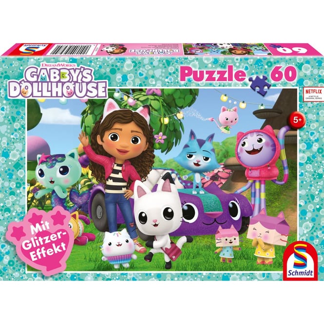 Gabby's Dollhouse - Puzzle - Fröhliche Freunde - 60 Teile Glitzereffekt