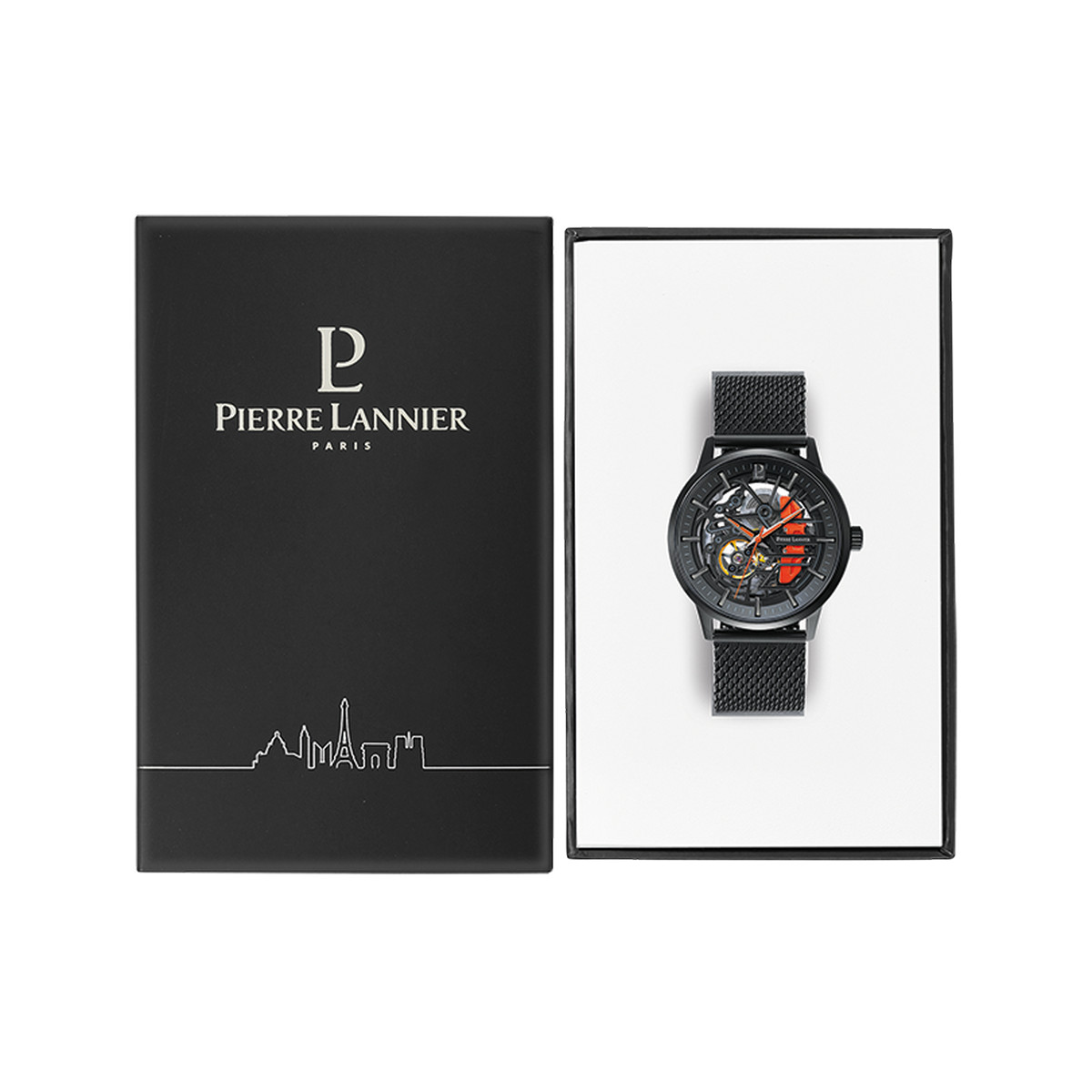 Montre PIERRE LANNIER Paddock homme automatique bracelet acier noir