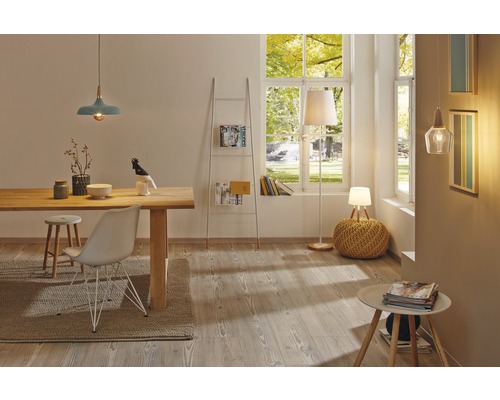 Staande lamp, 1-lichts, H 158 cm, Neordic Juna, hout/koper/zachtgroen