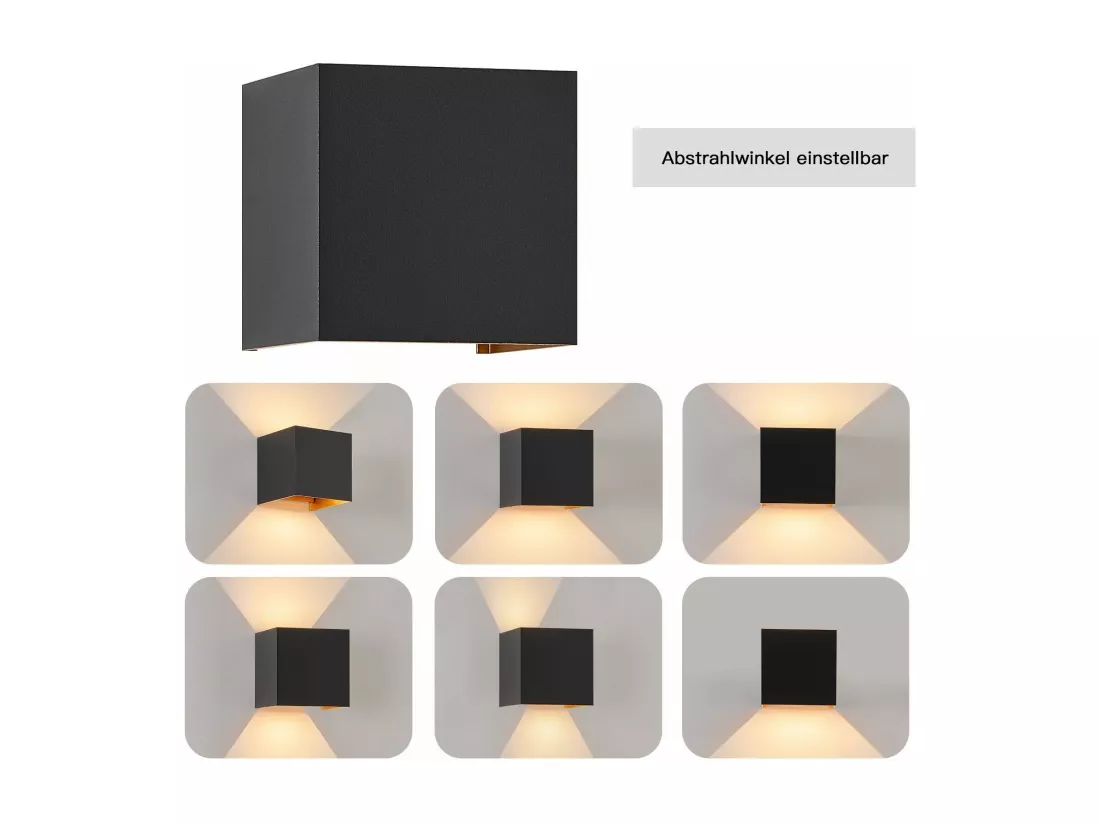 NETTLIFE LED Applique Noire,2 pièces - Extérieur/Intérieure Lampe Murale 5W ，double faisceau réglable étanche IP65 230V 3000K
