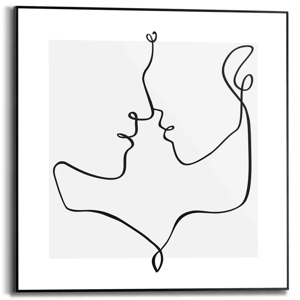 Schilderij Love Lines - 50x50cm - Zwart-Wit