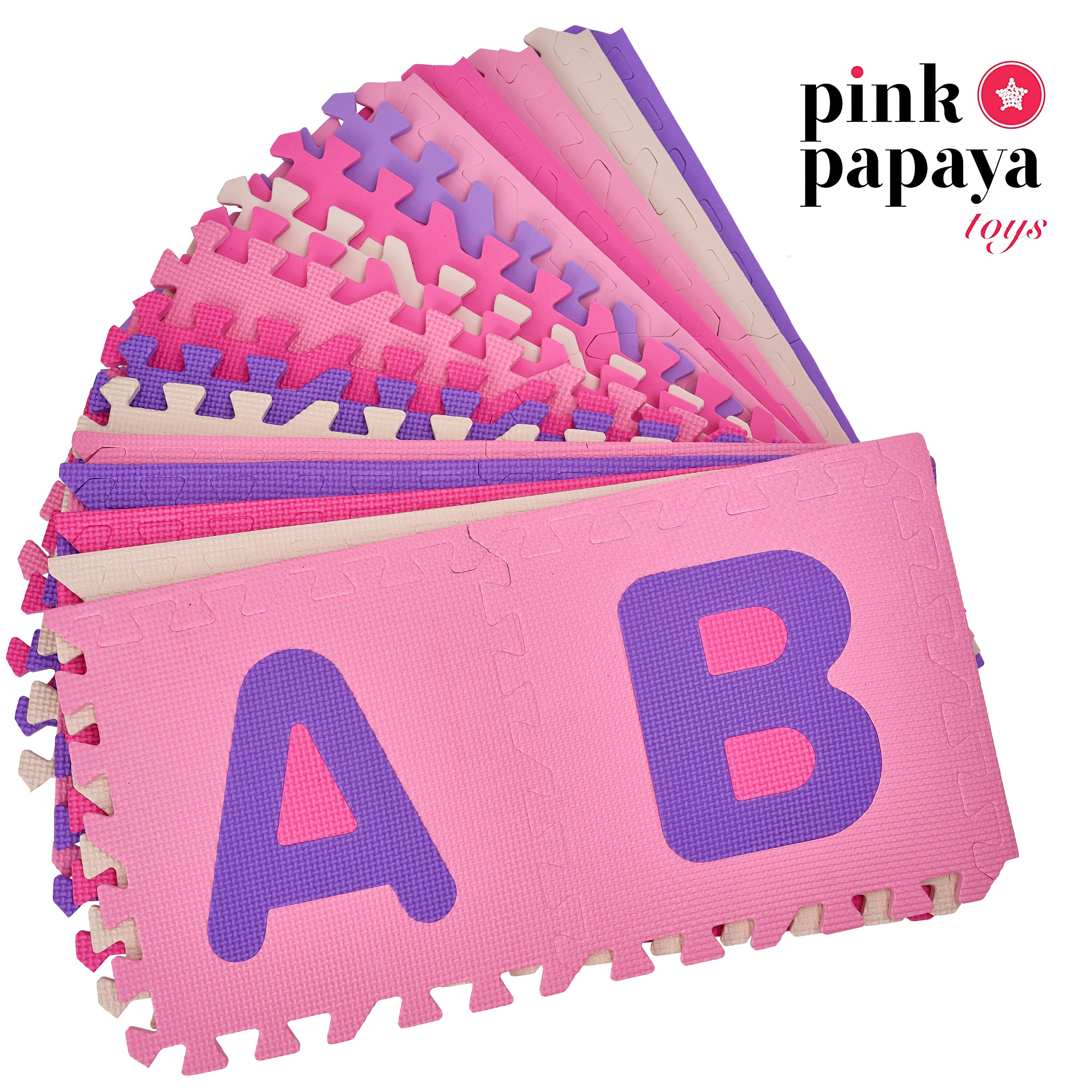 Pink Papaya Puzzlematte mit Zahlen und Buchstaben Kids Zone - Pink