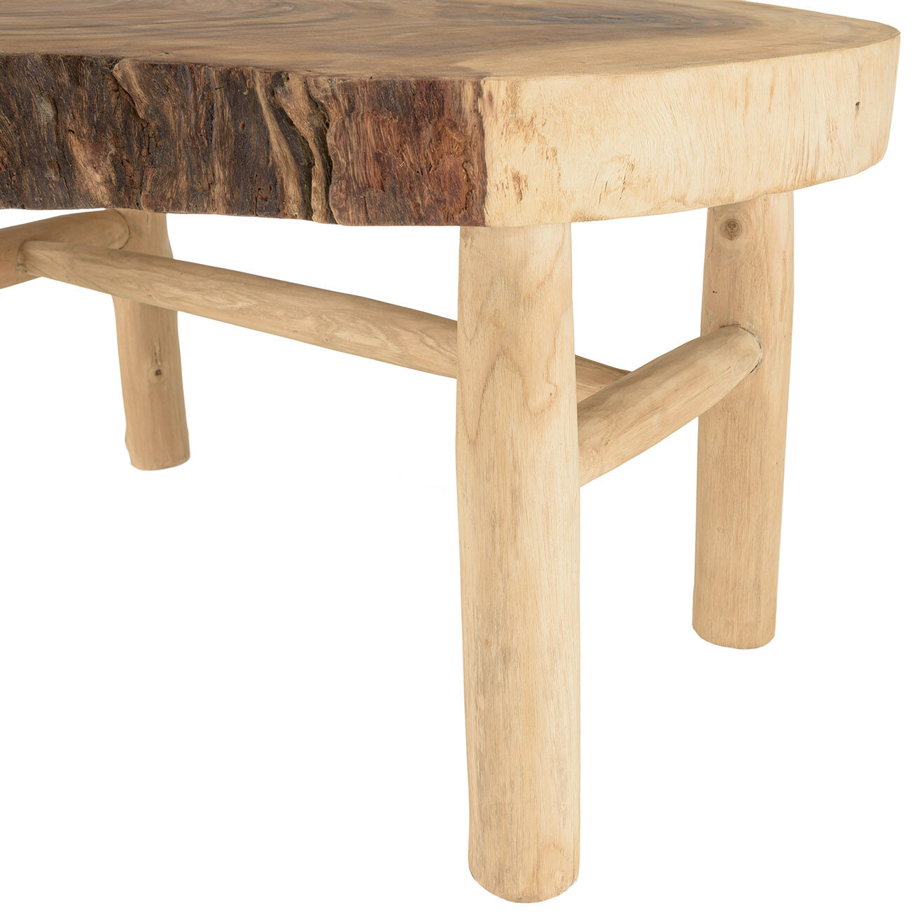 Macabane Table basse en branches de teck Will bois - 102x80x50.5 cm