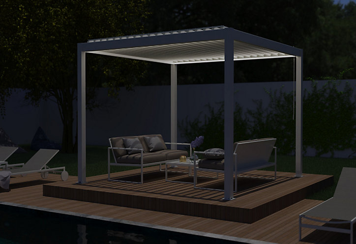 Eclairage d'extérieur 2 bandeaux LED Cameo dans profilé alu blanc 9010M 3 m