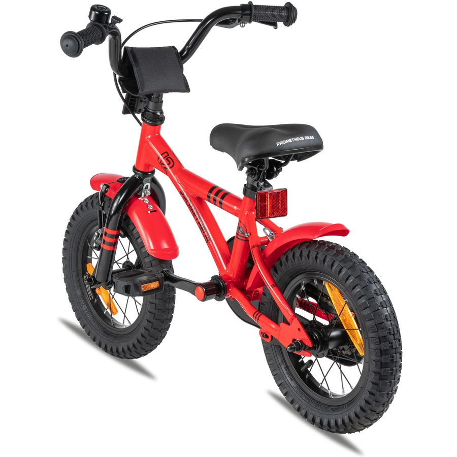 PROMETHEUS BICYCLES® RED HAWK Kinderfahrrad 12 in Rot und Schwarz ab 3 Jahre mit Stützräder
