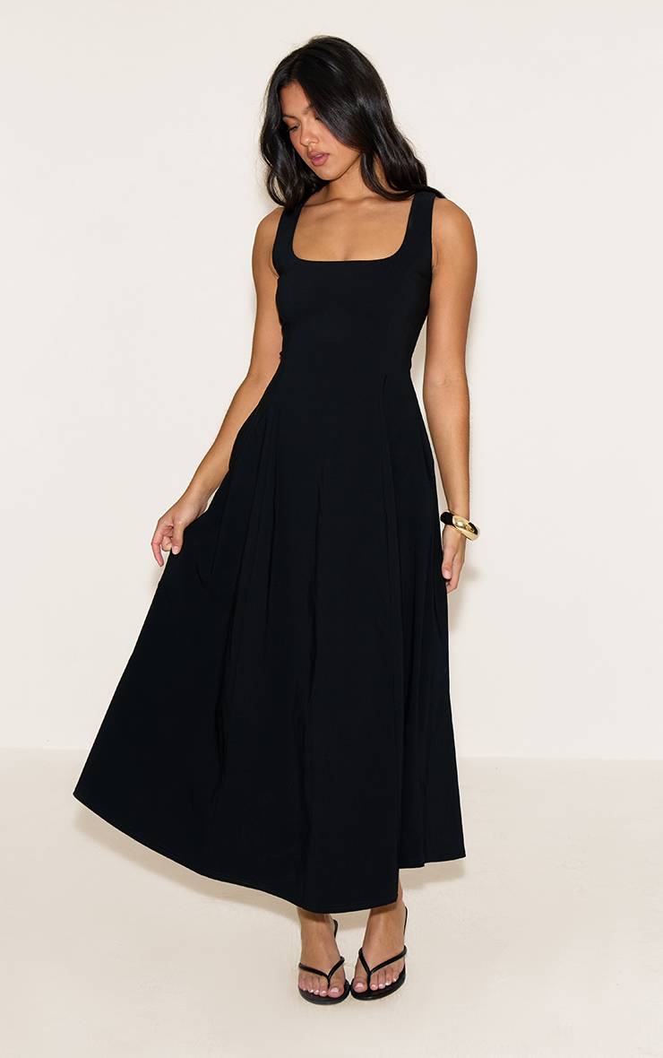 Noir Robe Longue Sans Manches À Encolure Dégagée