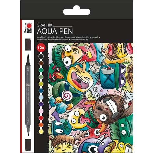 Marabu Aqua Pen Set Mega Mash, Aquarell-Filzstifte