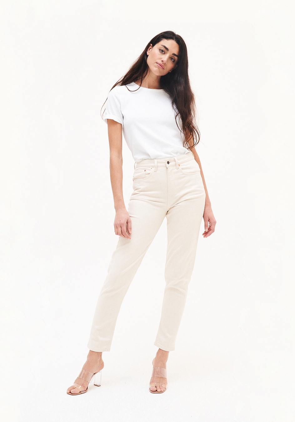 Kuyichi Damen-Jeans Nora Mom Fit Undyed Off White