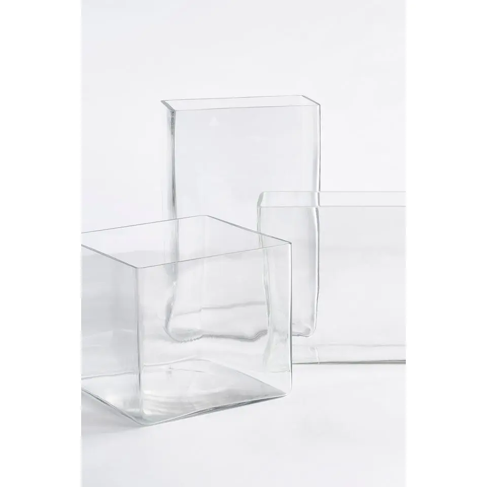 Mica Decorations Vaas - accubak - transparant - glas - 30 x 10 x 20 cm