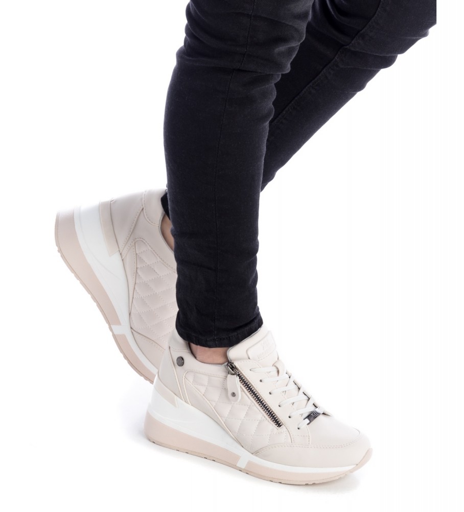 Tênis Xti 140063 bege - Altura do salto: 7 cm -