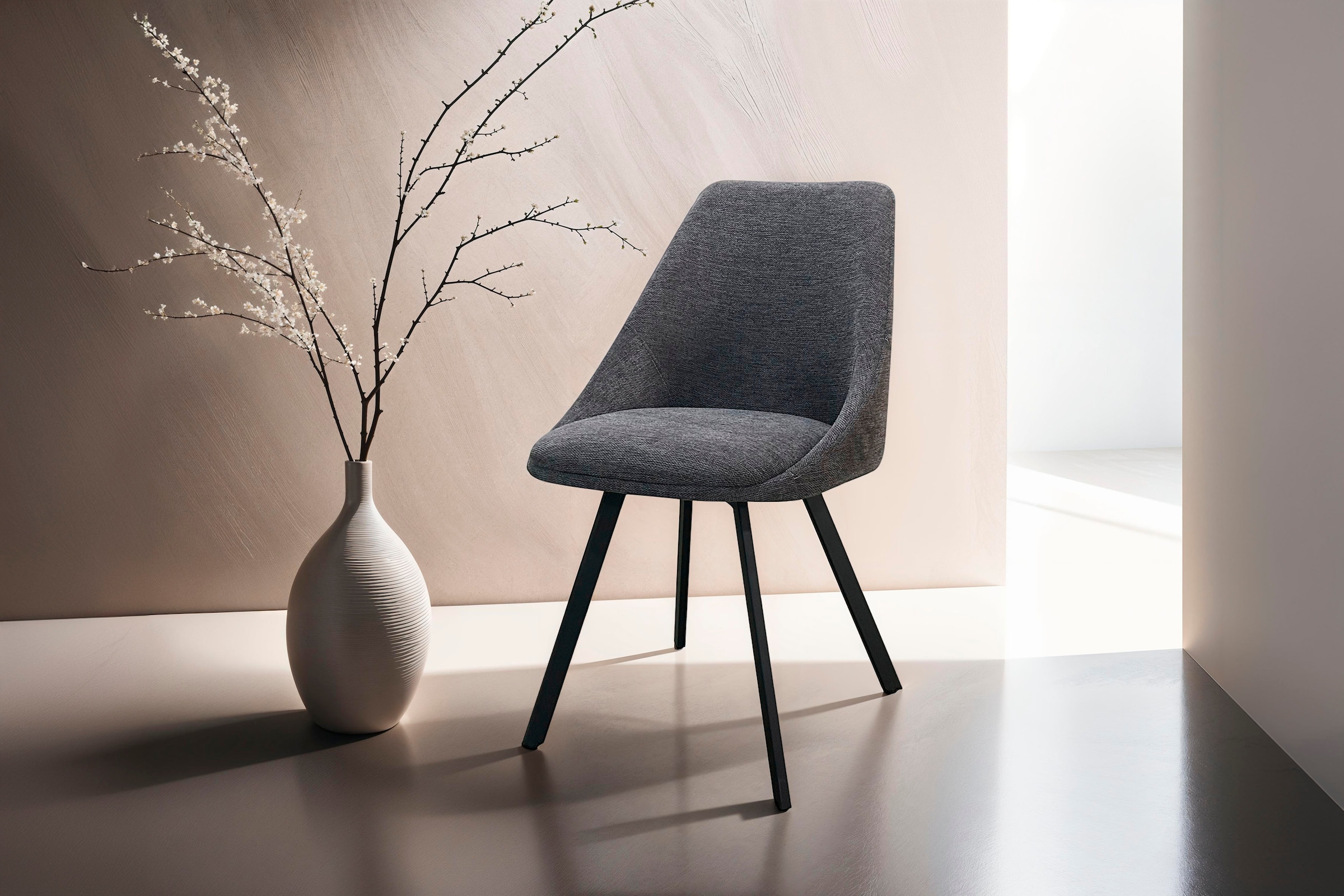 byLIVING Esszimmerstuhl »Jasper (2er-Set)« (Set) Sitzschale 360°drehbar, Metall schwarz, Küchenstuhl, diverse Bezüge
