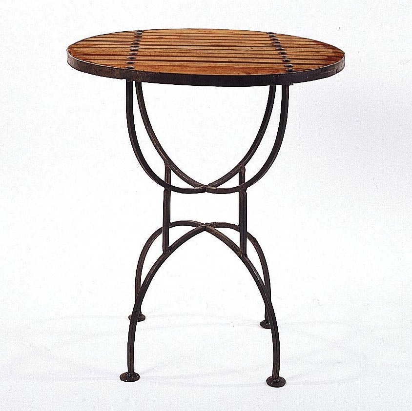 Bistrotisch / Beistelltisch mit Teakplanken, braun, H 60 cm, Ø 50 cm von fischer's lagerhaus