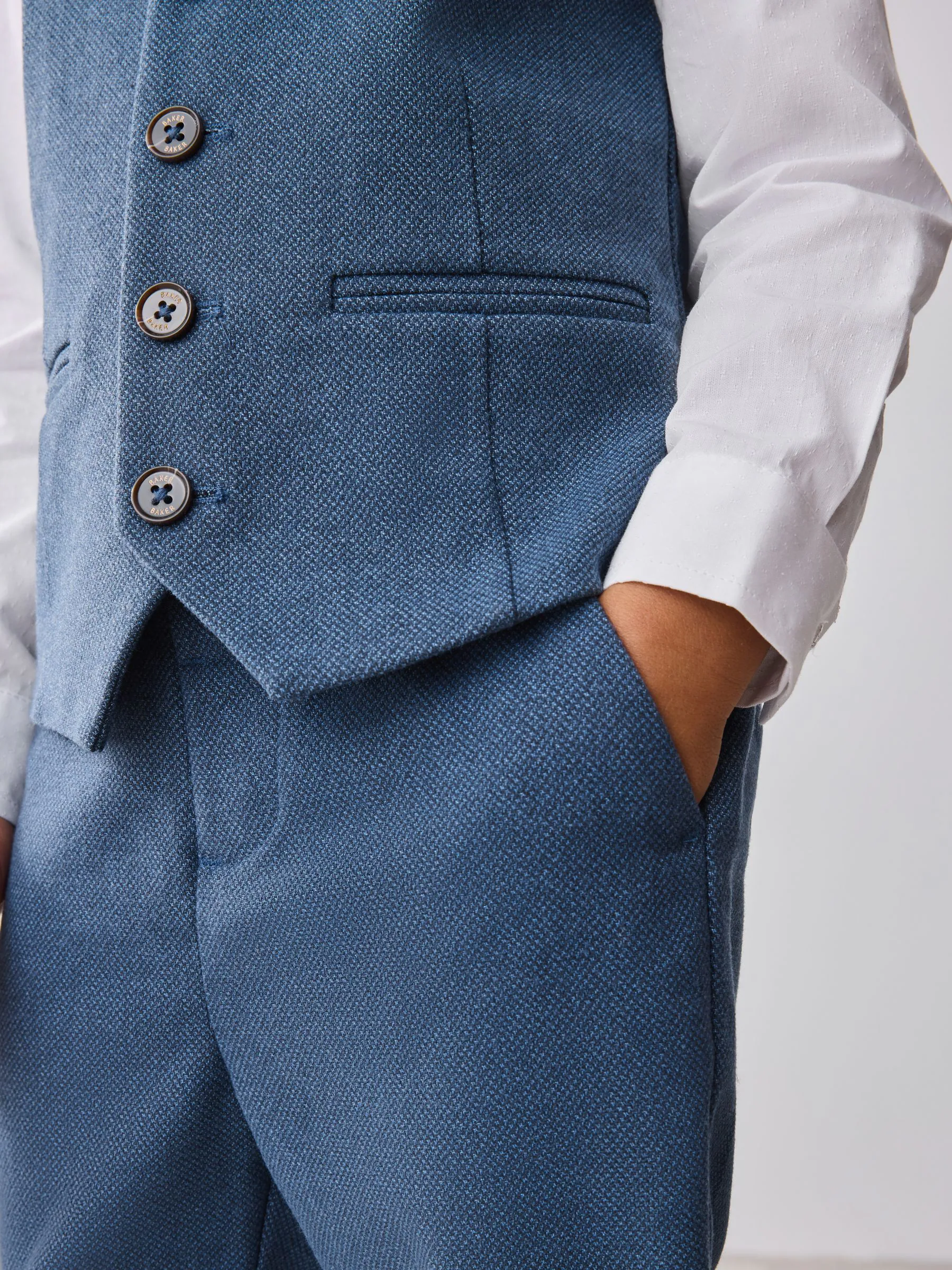 Blauw - Baker by Ted Baker set van gilet, overhemd en broek