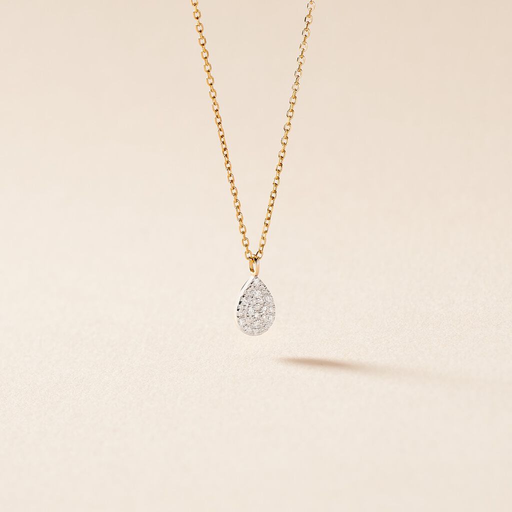 Collier Pear C Or Jaune Diamant