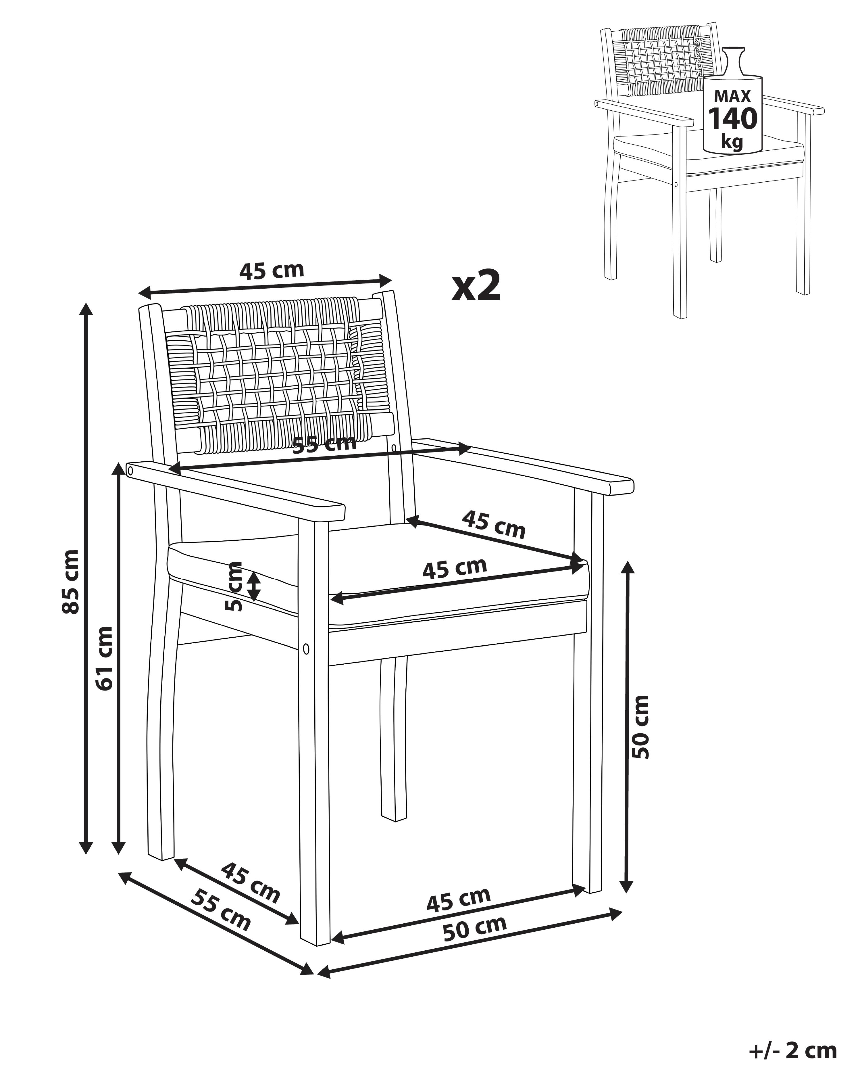 Set van 2 tuinstoelen SUMIRAGO Acaciahout Lichtbruin