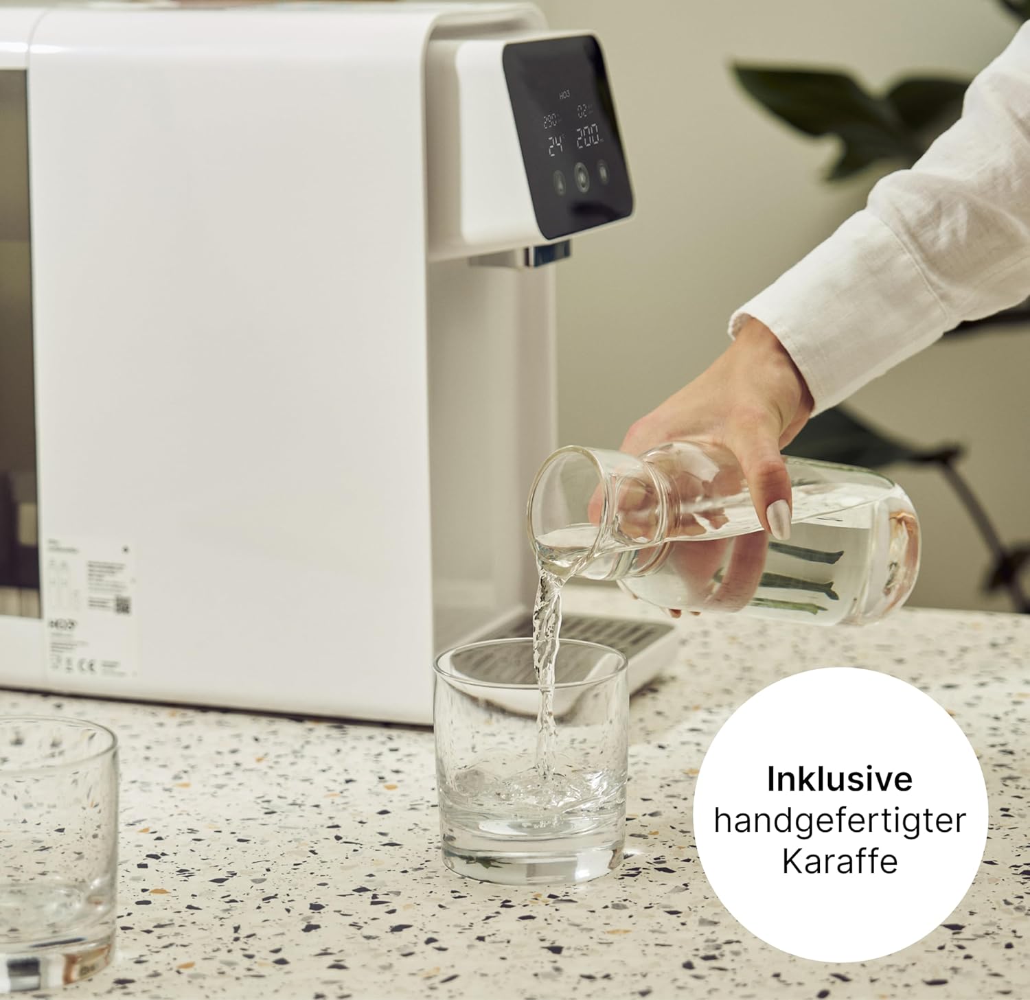 HO3 Home One Auftisch Osmoseanlage für Trinkwasser mit 4 Temperaturstufen (RT, 50, 85, 95°C), 10 Stufen Wasserausgabe, mit Echtzeit TDS, 8 Stufen Filtration und Luma-UV, Wasserfilter (Schwarz)