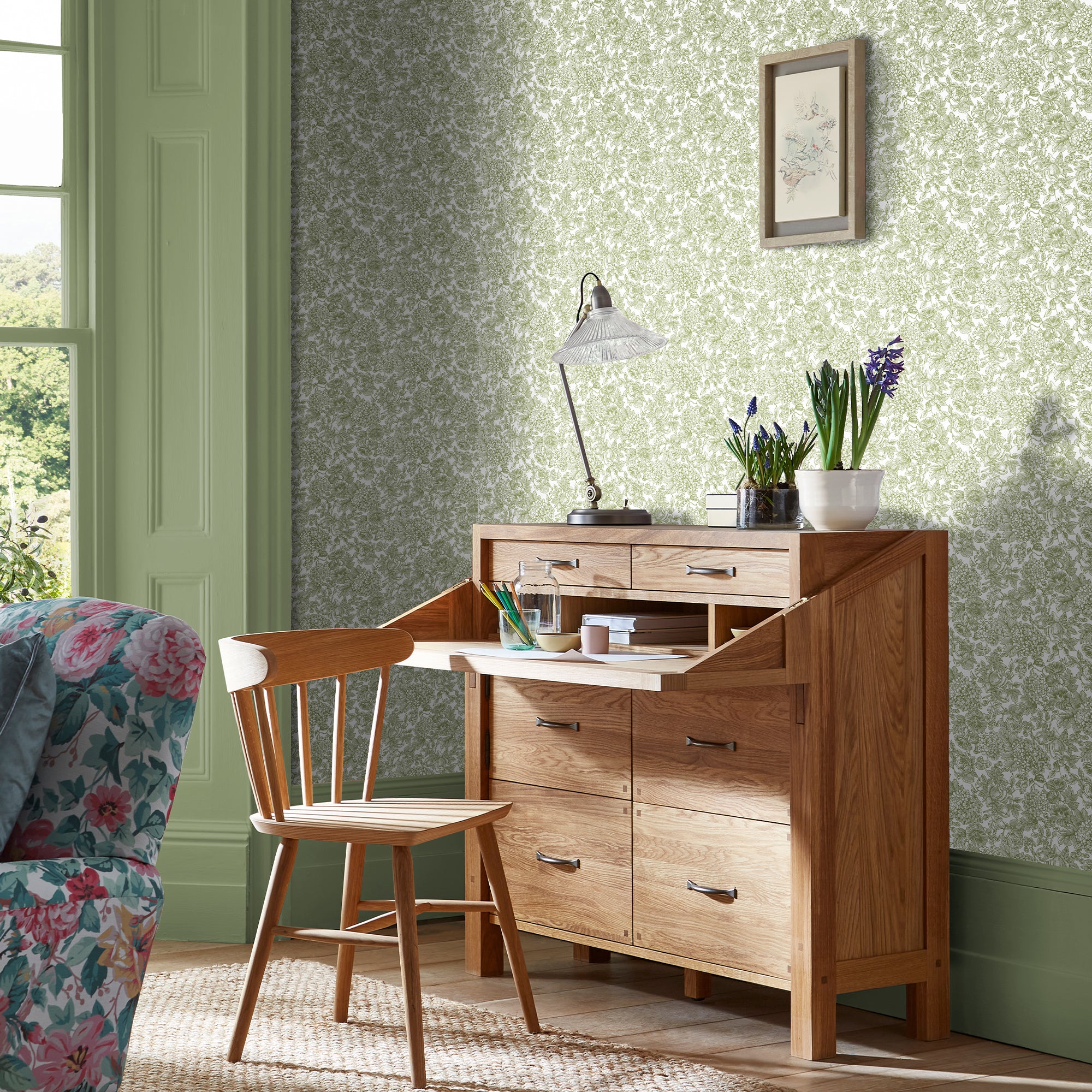 Laura Ashley Louise Behang - Bloemen - 10mx52cm - Groen