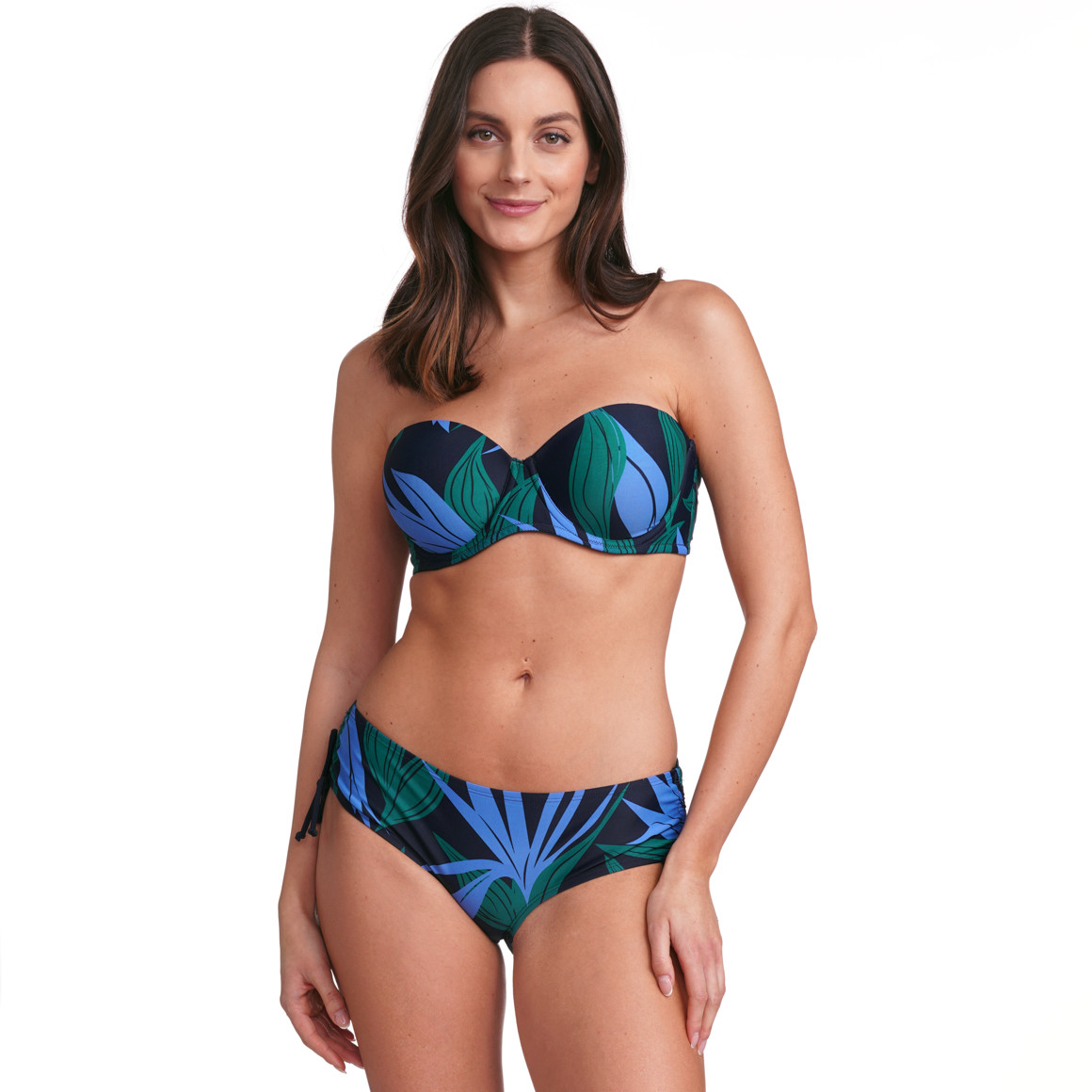 Gina Benotti Damen Bikinipanty mit Palmenblätter allover nachtblau / dunkelgrün / blau