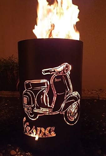 TiKo-Design® Feuertonne - Lagerfeuertonne - Feuerkorb mit Roller Motiv – Verleihen Sie Ihrem Garten EIN besonderes Ambiente für unvergessliche Abende mit ihren Freunden