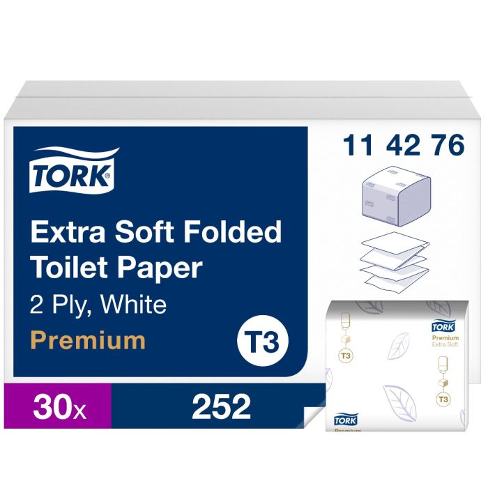 Tork 114276 Premium toiletpapier Tissue T3 2-lgs gevouwen wit 19x11cm doos a 7560 vel (114276)