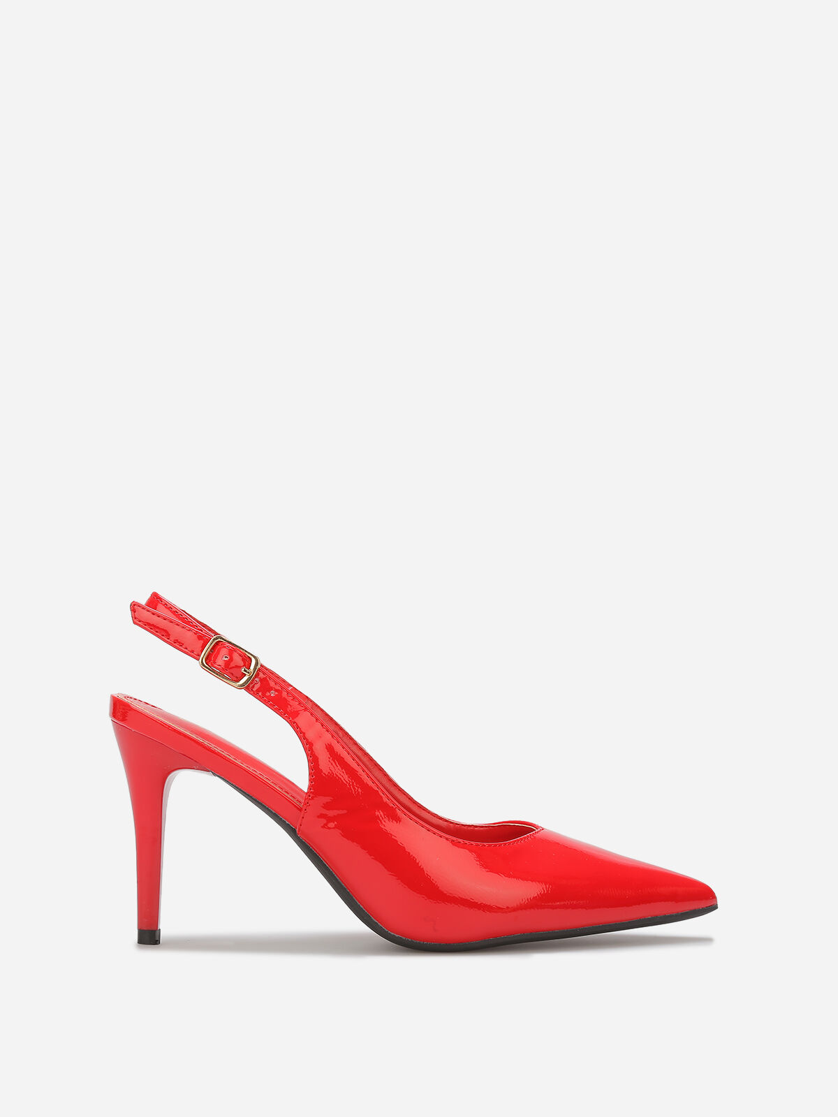 Escarpins slingback texturées vernies- Rouge