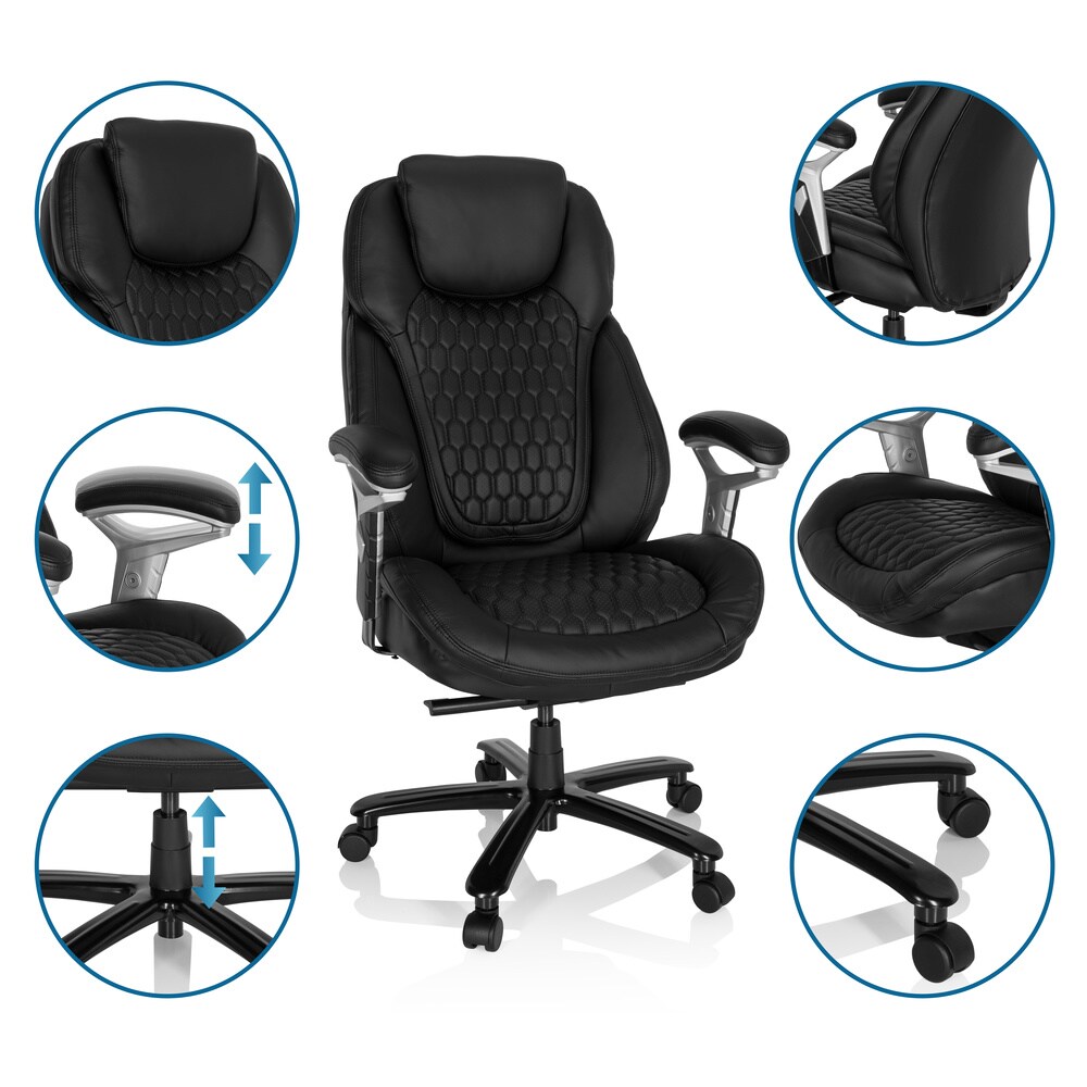 XXL Drehstuhl XXL PULLMANN I Leder mit Armlehnen (höhenverstellbar) hjh OFFICE