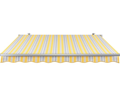 SOLUNA knikarmscherm Concept 3x2, doekdesign 6292, frame zilver E6EV1 geanodiseerd, aandrijving rechts inclusief slinger