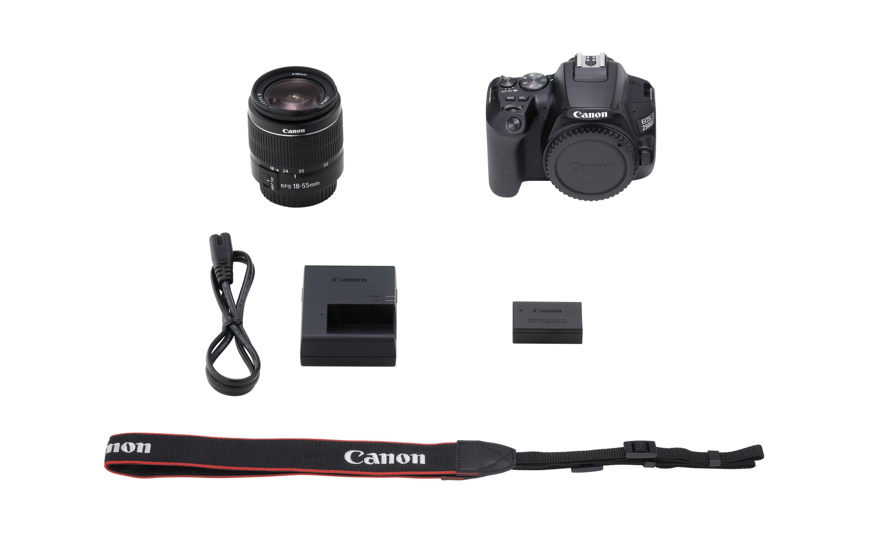 Fotokamera EOS 250D Kit 18-55<br>Kompakte DSLR mit 24.1 Megapixeln und 4K-Videoauflösung