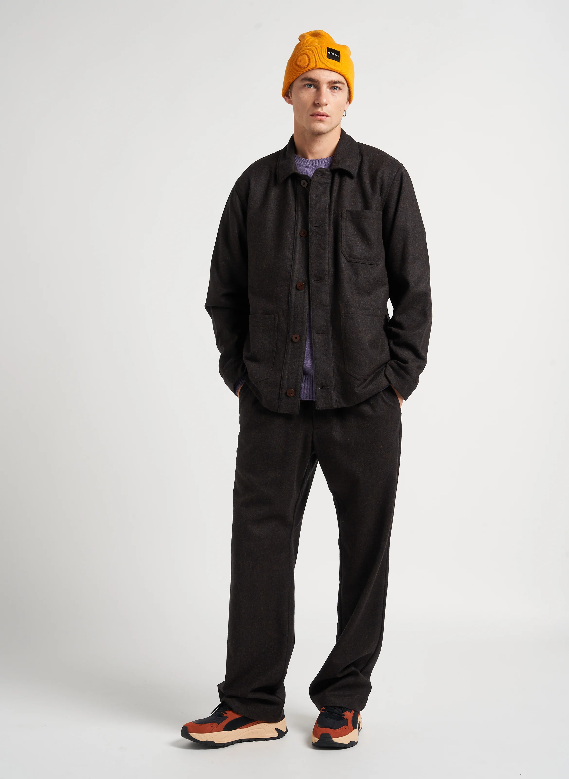 MARNO TERRA - Surchemise ample col classique en laine| Marron