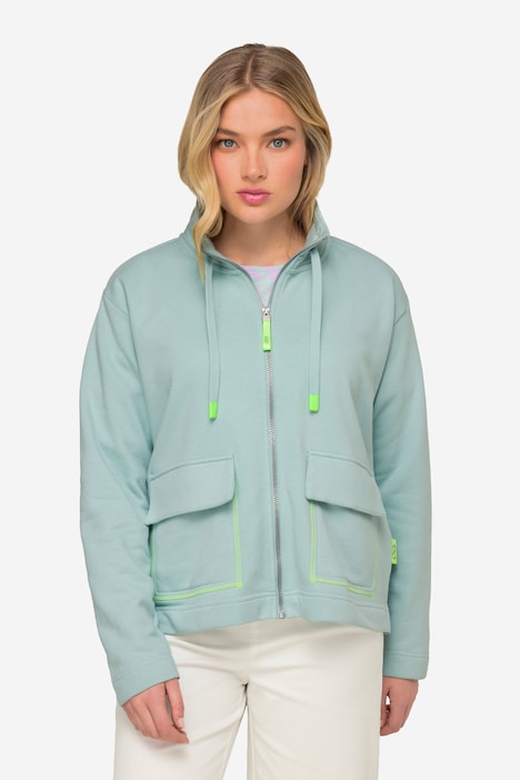 Sweatjacke, Stehkragen, Rücken-Print, Zipper, OEKO-TEX
