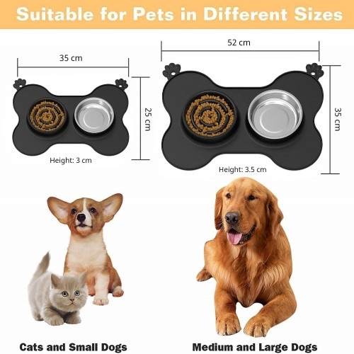 Alimentador para animais de estimação Edipets em aço inoxidável anti-engasgo