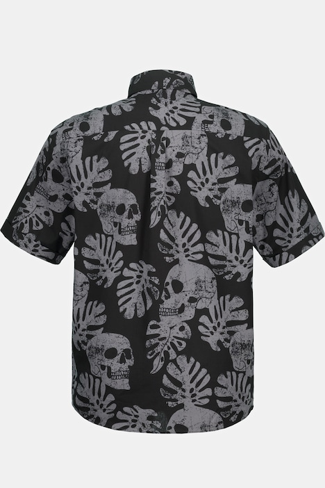 Hemd, Motorrad, Halbarm, Buttondown-Kragen, Modern Fit, Totenkopf Print