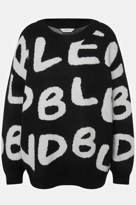 Pullover, oversized, Jacquardstrick, Rundhals, Langarm, Unisex