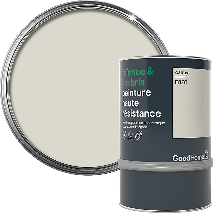 Peinture haute résistance carrelage mural et lambris GoodHome blanc Canby mat 0,75L