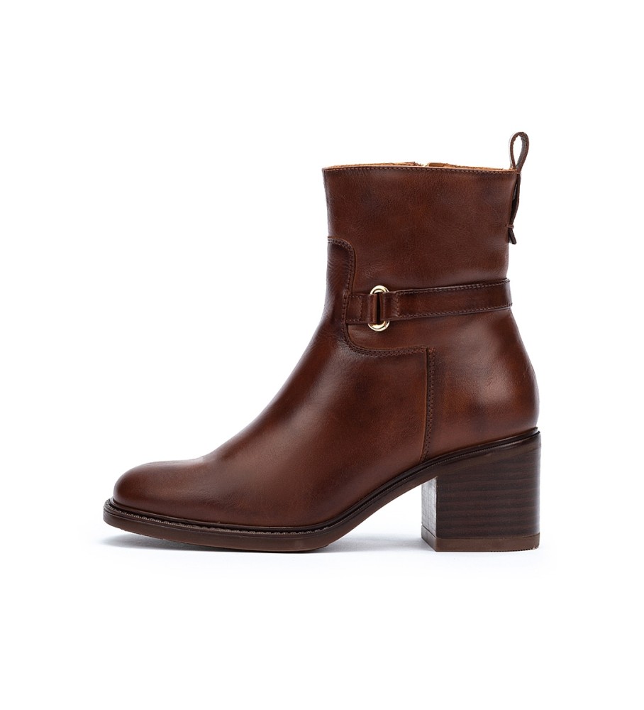 Botas de cano curto Pikolinos Huesca em couro marrom - Altura do salto: 6,5 cm -