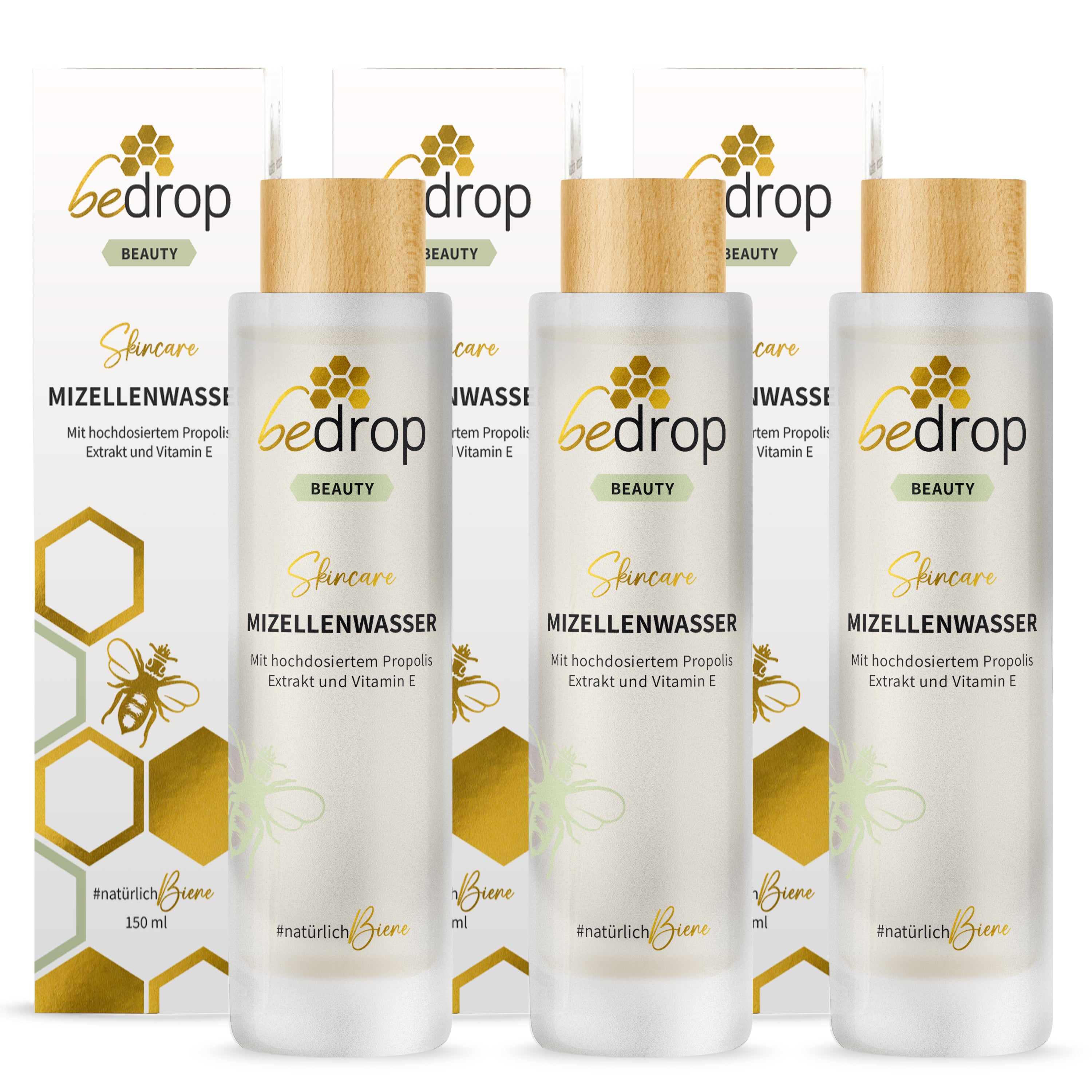 Vorteilsset: 3x MIZELLENWASSER / TONIKUM mit hochdosiertem Propolis Extrakt & Vitamin E - 3x 150ml