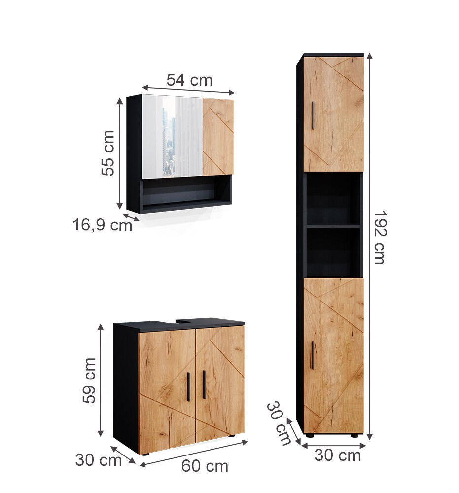 Vicco Badmöbel Set Badezimmermöbel Irma Spiegelschrank Unterschrank Hochschrank
