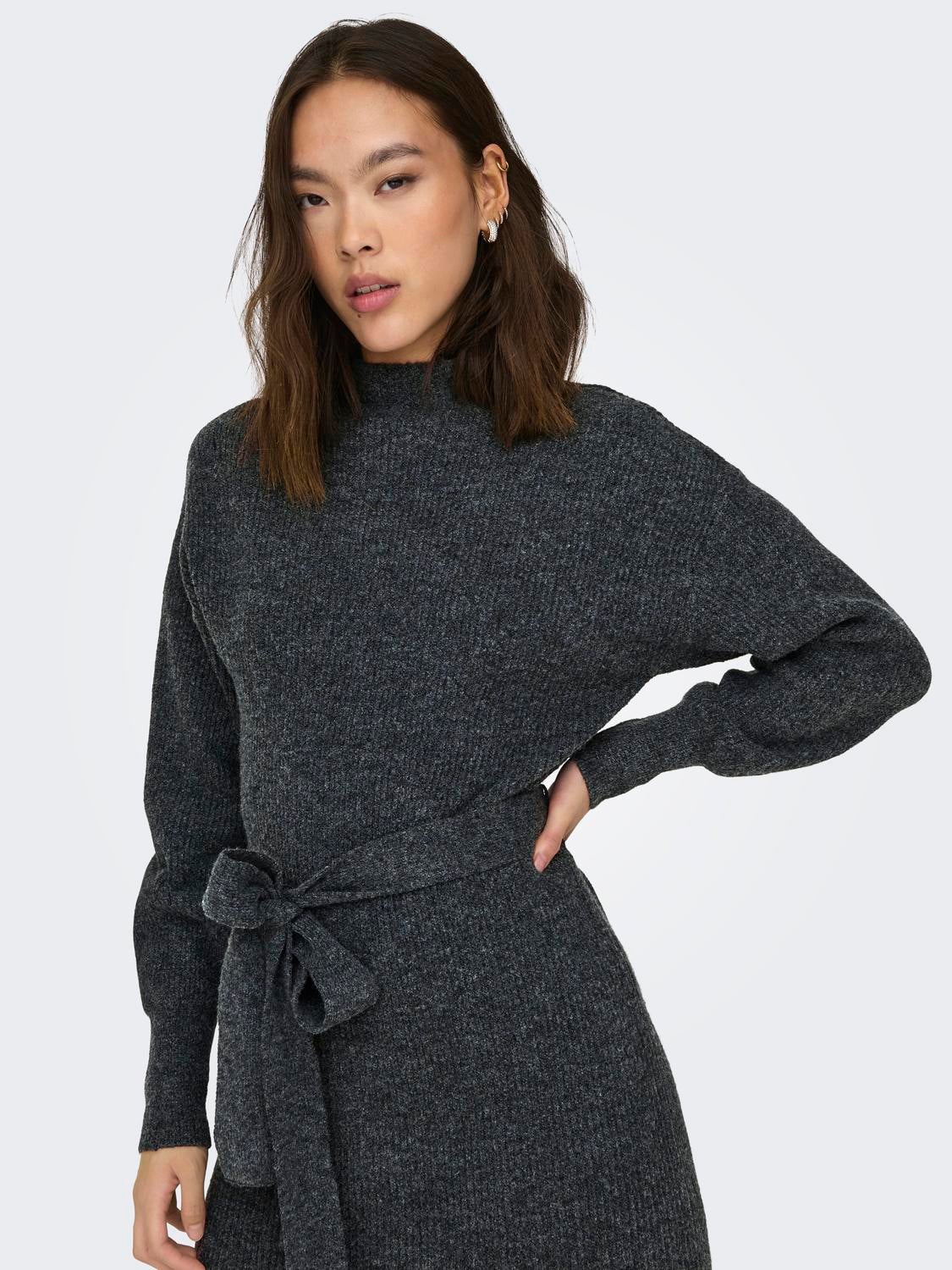 ONLTHILDE Langes Kleid Dark Grey Melange